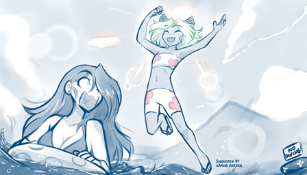 5_fingers breasts clothed clothed_female clothed_human clothed_humanoid clothing cloud duo feet female fingers hair navel outside sky smile teeth toes tongue conditional_dnp tom_fischbach twokinds karen_taverndatter maren_taverndatter human humanoid mammal 2026 digital_drawing_(artwork) digital_media_(artwork) hi_res