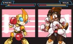 anthro blue_eyes boxing boxing_gloves breasts brown_body brown_eyes brown_hair bruised_eye clothing cute_fangs damaged duo fangs female fighting_ring gameplay_mechanics gui hair hand_tuft handwear health_bar machine male multi_arm multi_eye multi_limb non-mammal_breasts orange_body sport teeth dcheese sega sonic_the_hedgehog_(series) emerl fan_character arachnid arthropod gizoid mygalomorph robot spider tarantula 2022 digital_media_(artwork) hi_res