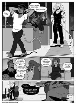 anthro biped border bottomwear clothed clothing dialogue female group hair male open_mouth profanity pupils smile speech_bubble text thick_thighs topwear white_border nimzy eden_(nimzy) noms_(nimzy) tobi_(nimzy) wiz_(nimzy) cricetid felid hamster haplorhine hybrid liger mammal monkey pantherine primate rodent comic english_text hi_res monochrome url