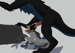 anthro bestiality duo fellatio feral genitals machine male male/male multi_genitalia multi_penis oral penile penis servicing_from_below sex anonymous_artist mythology dragon mythological_creature mythological_scalie protogen scalie absurd_res hi_res