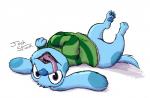 clothing female feral looking_at_viewer open_mouth simple_background smile solo tongue misfortunate-rai blue's_clues nickelodeon blue_(blue's_clues) canid canine canis domestic_dog mammal 2018