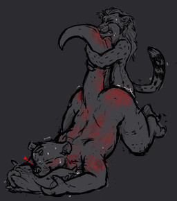 anal anal_penetration andromorph anthro arm_bite bdsm bite bite_mark blush bodily_fluids butt duo ear_bite eyes_closed from_behind_position grey_background hair intersex kneeling long_hair male male/male markings monotone_background neck_bite nude penetration pillow pillow_bite raised_tail rough_sex scratches sex shaking simple_background sweat sweatdrop tail tail_bite tail_grab tail_in_mouth evwo haze_cheetah_(evwo) cheetah felid feline mammal mustelid otter greyscale hi_res monochrome sketch trans_(lore) trans_man_(lore)