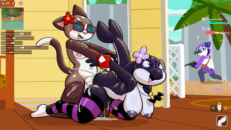anthro anthro_on_anthro anthro_penetrated anthro_penetrating anthro_penetrating_anthro arm_grab arm_pull balls bent_over big_breasts big_butt black_body black_bracelet black_clothing black_eyes black_footwear black_skin black_socks bodily_fluids bracelet breasts brown_body brown_fur butt clothing cum cum_inside cum_on_butt cum_on_ground cum_on_leg cum_on_penis cum_pool cum_splatter dipstick_tail dorsal_fin duo_focus erection eyebrows eyes_closed eyewear female female_penetrated fin fingerless_gloves flower_on_head footwear from_behind_position fur gameplay_mechanics genital_fluids genitals glasses gloves grey_nipples group gui hands_behind_back handwear health_bar heart_eyes heart_symbol interspecies jewelry kneeling legwear looking_pleasured male male/female male_penetrating male_penetrating_female markings necklace nipples non-mammal_breasts open_mouth outside pattern_clothing pattern_footwear pattern_legwear pattern_socks pawpads penetration penis pink_inner_ear pink_pawpads prison_guard_position purple_clothing purple_eyewear purple_footwear purple_glasses purple_legwear purple_socks purple_stockings question_mark raised_eyebrow red_clothing red_eyewear red_glasses red_gloves red_handwear sex smile socks spiked_bracelet spikes stockings striped_clothing striped_footwear striped_socks stripes sweat tail tail_fin tail_markings text thick_thighs thigh_highs thigh_socks trio white_balls white_body white_fur white_penis white_skin felino pixile_studios super_animal_royale coral_(felino) plum_(felino) super_snowshoe_peter aquatic avian bird blue_jay cetacean corvid dolphin domestic_cat felid feline felis jay_(bird) mammal new_world_jay oceanic_dolphin orca oscine passerine snowshoe_cat super_blue_jay_(sar) super_cat_(sar) super_dolphin_(sar) super_grape_blue_jay_(sar) super_orca_(sar) super_snowshoe_cat_(sar) toothed_whale 2025 absurd_res english_text hi_res