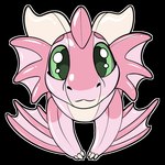 animate_inanimate cerisey dragon european_mythology green_eyes horn inflatable living_inflatable membrane_(anatomy) membranous_wings mythological_creature mythological_scalie mythology pink_body scalie symrea telegram_sticker western_dragon wings wyvern