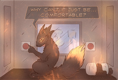 anthro capsule click cold_weather fire fur hot_weather snow solo speech_bubble thermostat tired_eyes shadarrius casualties:_unknown expie_(gunsawian) gunsawian animated