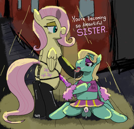 anatomically_correct anatomically_correct_genitalia animal_dildo animal_genitalia animal_penis animal_sex_toy animal_vulva anus boa_(clothing) bodily_fluids bottomwear chastity_cage chastity_device city cleavage_cutout clothed clothing crossdressing cutout degradation dildo dock_(anatomy) dominant dominant_female drugs duo equine_anus equine_dildo equine_genitalia equine_penis equine_vulva estrogen eyeshadow female femboy feminization feral forced forced_feminization genital_fluids genitals handwear holding_chin holding_head kiss_mark kneeling latex latex_clothing latex_handwear latex_legwear leaking_precum legwear lipstick lipstick_on_penis makeup male male/female misgendering navel on_hind_legs penis pills precum prostitution public puffy_anus saliva saliva_string sex_toy sexual_hrt_application skirt standing strapon submissive submissive_male tail vaginal_fluids vulva wings tally_(artist) friendship_is_magic hasbro kinktober kinktober_2025 my_little_pony mythology fluttershy_(mlp) zephyr_breeze_(mlp) equid equine horse mammal mythological_creature mythological_equine pegasus pony 2025 hi_res brother_(lore) brother_and_sister_(lore) incest_(lore) sibling_(lore) sister_(lore)