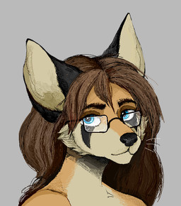 anthro eyewear female glasses solo jeffusherb arvo_soborov canid canine fox mammal aliasing digital_media_(artwork) portrait