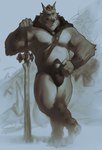 anthro arm_tuft barbarian barefoot belly bulge cape clothing elbow_tuft feet fog front_view hand_on_hip male melee_weapon muscular muscular_anthro muscular_male pecs sketch_background smile solo standing sword tuft underwear warrior weapon whiskers wristband marshy_(artist) roderick_(marshy) canid canine canis mammal wolf 2022 absurd_res greyscale hi_res monochrome sketch