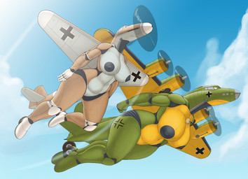 aircraft airplane anthro areola back_wings big_breasts big_nipples breasts cloud cockpit curvy_figure duo female flying genitals green_body machine metallic_body nipples not_furry nude nude_anthro nude_female propeller sky skyscape tail tan_body thick_thighs vehicle voluptuous vulva wheel wheel_feet white_body wide_hips wings yellow_body ndragon3 bf-109 focke-wulf_flugzeugbau_ag fw_200_condor messerschmitt messerschmitt-bolkow-blohm aeromorph living_aircraft living_machine living_vehicle robot digital_media_(artwork)