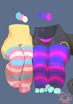 anthro bisexual_pride_colors clothed clothing duo female female/female legwear lgbt_pride nate_(dotsuwu) palette partially_clothed pride_colors sitting tail thigh_focus thigh_highs thighs_together thong transgender_pride_colors underwear unusual_anatomy unusual_tail z_(radcraftyjr) dotsuwu mythology dragon hybrid lagomorph leporid mammal mythological_creature mythological_scalie rabbit scalie absurd_res hi_res signature