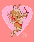 2019 anthro aphrodisiac aphrodisiac_liquid aphrodisiac_weapon armband arrow_(weapon) bottomwear bow_(weapon) breasts caramel_foozle chris_sutor clothed clothing cosplay cupid female flying footwear foozle holidays jewelry loincloth nipples ranged_weapon sandals shoes solo suggestive_look topless topless_female valentine's_day weapon wings