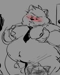 anthro balls belly big_belly blush genitals male moobs navel necktie nipples obese obese_male overweight overweight_male penis solo weebdrawsnasty mappy goro_(mappy) domestic_cat felid feline felis mammal