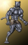 4_toes 5_fingers abs anthro barefoot bindi biped bracelet claws clothed clothing feet fingers jewelry male muscular muscular_anthro muscular_male pecs running skimpy solo tail toes topless tribal whiskers yellow_eyes klaufman felid mammal pantherine hi_res