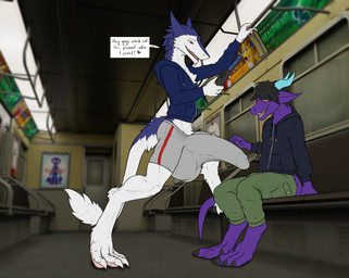 anthro balls big_balls big_bulge big_penis big_tail blush bottomwear bulge cargo_pants cellphone claws clothed clothing detailed_bulge duo electronics exhibitionism fluffy fluffy_chest genitals half-closed_eyes heart_symbol hoodie huge_balls huge_bulge huge_penis hyper hyper_balls hyper_genitalia hyper_penis inside_train livestream looming looming_over male male/male narrowed_eyes pants paws penis phone pubes pubes_exposed public public_erection public_use raised_leg raised_paw red_eyes revealing_outfit seductive shorts sitting skimpy smartphone spread_legs spreading tail tight_bottomwear tight_bulges tight_clothing tight_shorts tight_underwear topwear train underwear vehicle conditional_dnp samagthrav2 mythology intaro samagthra dragon mythological_creature mythological_scalie scalie sergal absurd_res hi_res