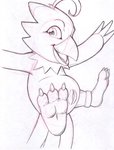 beak claws clitoris feather_tuft feathers feet female flying genitals happy open_beak open_mouth paws pussy semi-anthro soles solo tail tail_feathers toe_claws toes tongue tuft wings marc_leonhardt bandai_namco digimon avian bird biyomon digimon_(species)