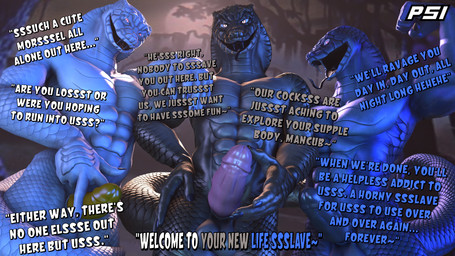abs anthro balls big_penis brown_body brown_scales dialogue erection forest genitals grey_body grey_scales group humanoid_genitalia humanoid_penis imminent_sex looking_at_viewer male muscular muscular_anthro muscular_male night nude nude_anthro nude_male outside penis plant scales tail talking_to_viewer text tongue tongue_out tree white_body white_scales yellow_eyes psikokinetic petruz_(modeler) reptile scalie snake 16:9 2026 3d_(artwork) absurd_res digital_media_(artwork) english_text hi_res source_filmmaker_(artwork) widescreen