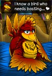 2016 anthro avian banjo-kazooie beak bed bedroom_eyes blush book breegull detailed_background dialogue english_text feathers female furniture green_eyes heart_symbol inside inviting kazooie kitsune_youkai looking_at_viewer narrowed_eyes on_bed rareware red_body red_feathers seductive shaded solo talking_to_viewer text text_box wings yellow_body yellow_feathers