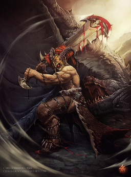 5_fingers duo feral fingers holding_melee_weapon holding_object holding_sword holding_weapon horn melee_weapon sword weapon chaos-draco human mammal 2015 digital_media_(artwork)