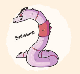 alternate_species cut_horn female feral pink_body pink_eyes scar scars_all_over smile solo ponporio last_love would_you_still_love_me_if_i_was_a_worm_(meme) bellissima_humilde annelid earthworm kobold scalie worm