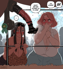 age_difference amusement_ride animal_genitalia animal_penis aroused balls big_balls big_breasts big_penis black_hair blush bodily_fluids bracelet breasts brown_body caucasian censored_genitalia cleavage clothed clothing dialogue duo_focus equine_genitalia equine_penis eyelashes eyewear eyewear_on_head female female_human feral ferris_wheel flared_penis genital_fluids genitals group hair huge_breasts human_focus jewelry long_penis male male_feral mature_female necklace not_furry_focus older_female penis precum public pupils sagging_breasts saggy_balls speech_bubble sunglasses sunglasses_on_head text thick_penis vein veiny_penis wearing_sunglasses fellatrix karen_(fellatrix) lydia_(fellatrix) equid equine horse human mammal censored hi_res