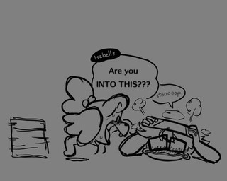 anthro bodily_fluids clothing collared_shirt dialogue duo eyewear female flustered glasses holding_nintendo_switch male nintendo_console open_mouth rectangular_glasses shirt speech_bubble sweat sweaty_face teasing text topwear wearing_glasses raunchyriot animal_crossing nintendo nintendo_switch isabelle_(animal_crossing) canid canine canis domestic_dog human mammal shih_tzu toy_dog digital_drawing_(artwork) digital_media_(artwork) english_text low_res monochrome