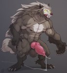 abs animal_genitalia animal_penis anthro balls big_balls big_penis big_sheath black_arms black_body black_feet black_fur black_hands black_legs black_markings bodily_fluids canine_genitalia canine_penis cum cum_trail digitigrade dipstick_tail erection fangs feet fluffy fluffy_tail fur genital_fluids genitals gloves_(marking) glowing glowing_eyes grey_body grey_fur hair horn knot long_hair male markings muscular muscular_anthro muscular_male navel nipples nude pecs penis saggy_balls sheath solo tail tail_markings teeth tuft vein veiny_penis wulfiewilk mythology max_(punkatak) canid canine canis mammal mythological_canine mythological_creature werecanid werecanine werecreature werewolf wolf absurd_res hi_res