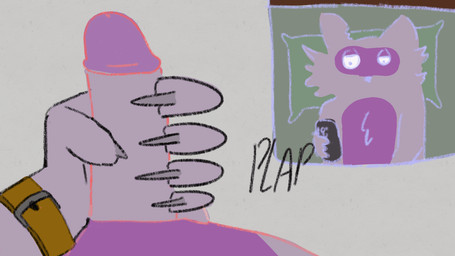 anthro electronics genitals lying male masturbation on_back penis phone solo t3tch_raccoon t3tch mammal procyonid raccoon 16:9 animated animated_gif short_playtime widescreen