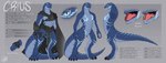 anthro armor belt belt_pouch bottomwear claws cloak clothing digitigrade loincloth male open_mouth scales solo standing tail teeth noronori crius_(offline_user) lizardman scalie hi_res model_sheet