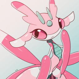 ambiguous_gender anthro claws compound_eyes looking_at_viewer pink_body simple_background solo varlastreak nintendo pokemon arthropod generation_7_pokemon insect lurantis mantis pokemon_(species) 1:1 hi_res