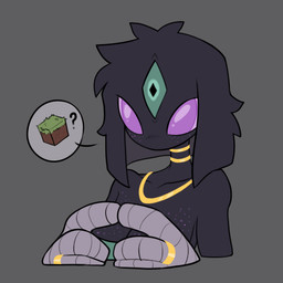 female looking_at_viewer purple_eyes shy solo kitsune-ygna microsoft minecraft mojang xbox_game_studios enderman 1:1 hi_res