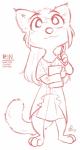 alternate_species anthro barefoot biped clothed clothing drawing_tablet feet female furrification simple_background smile solo standing stylus tablet text white_background alec8ter conditional_dnp disney zootopia fan_character ailurid mammal red_panda 2017 crossover english_text monochrome red_and_white signature