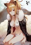 big_breasts bikini breasts brown_body brown_fur brown_hair cleavage clothed clothing collar female fur hair jacket long_hair looking_at_viewer navel red_eyes sitting solo swimwear topwear two-piece_swimsuit salmon88 arknights hypergryph studio_montagne siege_(arknights) animal_humanoid felid felid_humanoid humanoid lion_humanoid mammal mammal_humanoid pantherine pantherine_humanoid hi_res