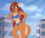 2018 5_fingers anthro bikini boat brown_hair building b._wolf canid canine canis chest_tuft clothing duo eyelashes female female_focus fingers fur grey_body grey_fur hair hand_on_hip highlights_(coloring) leaning long_hair looking_at_another looking_down macro male mammal nivarra one_eye_closed open_mouth purple_highlights sailing_boat sailing_watercraft sea sky smile solo_focus swimwear tan_body tan_fur tuft umbrella vehicle water watercraft watermark wink wolf