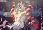 5_fingers abs anthro asian_clothing biceps claws clothing east_asian_clothing fingers fundoshi humanoid_hands japanese_clothing male muscular muscular_anthro muscular_male pecs solo underwear white_clothing white_fundoshi white_underwear monsterplus new_year_2025 sdorica law_(sdorica) canid canine canis mammal wolf 2025 colored hi_res