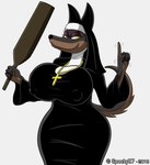 anthro breasts clothing female jewelry necklace solo spocky87 laverne_(sssonic2) canid canine canis dobermann domestic_dog mammal pinscher hi_res