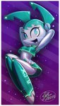 border breasts female hands_behind_head machine not_furry open_mouth pose solo under_boob white_border fernando_faria my_life_as_a_teenage_robot nickelodeon jenny_wakeman humanoid robot robot_humanoid 2016 hi_res pinup signature