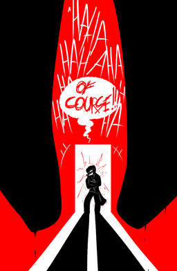 anthro clothed clothing corpse dialogue duo female laugh male silhouette silhouetted_body speech_bubble suicide tail text brradett lernie_(brradett) tim_(brradett) scalie absurd_res comic digital_media_(artwork) english_text hi_res
