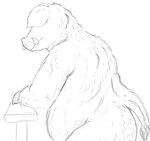 anthro belly butt facial_piercing hairy hooves male nose_piercing nude obese obese_anthro obese_male overweight overweight_anthro overweight_male piercing simple_background solo tail tail_tuft tuft tusks goatboner_(artist) mammal suid suine sus_(pig) wild_boar monochrome sketch