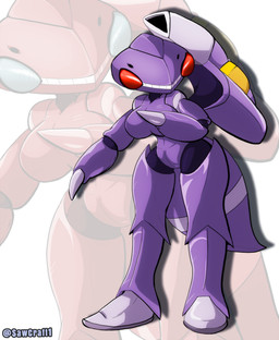 abstract_background anthro armor armored_body back_cannon big_breasts breasts cannon claws cybernetics female machine metallic_body purple_armor purple_body ranged_weapon red_eyes solo weapon sawcraft1 nintendo pokemon gennifer_(al33444) arthropod cyborg generation_5_pokemon genesect insect legendary_pokemon pokemon_(species) 2025 absurd_res hi_res