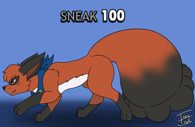 ambiguous_gender black_body black_fur blue_background blue_kerchief blue_neckerchief brown_eyes cheek_tuft dipstick_tail facial_tuft feral fur kerchief leg_markings markings neckerchief neckwear open_mouth open_smile red_body red_fur simple_background smile socks_(marking) solo tail tail_markings teeth text tuft white_body white_fur tastytales bethesda_game_studios microsoft nintendo pokemon skyrim the_elder_scrolls z_(tastytales) generation_8_pokemon nickit pokemon_(species) 2023 artist_name english_text hi_res meme male_(lore)
