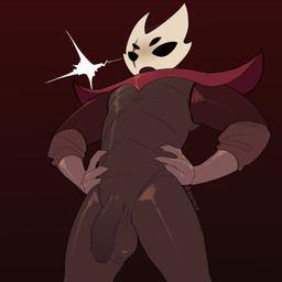 3_fingers balls fingers flaccid foreskin genitals hands_on_hips humanoid_genitalia humanoid_penis male penis saggy_balls solo standing nerunaur hollow_knight:_silksong hollow_knight_(franchise) team_cherry crust_king_khann order_of_karak 1:1 hi_res
