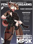 3:4 anthro antlers bulge bulletproof_vest camo camo_print clothed clothing clothing_pull cover deer ear_piercing ear_tag english_text femboy fictional_magazine_cover gloves gun hair hair_over_eye handwear heckler_and_koch hi_res horn legband legwear magazine_cover male mammal marcus_gray mostly_nude mp5 mp5k navel nipples one_eye_obstructed piercing ranged_weapon scut_tail short_tail skimpy solo standing stockings straps submachine_gun tail text thong underwear underwear_pull weapon