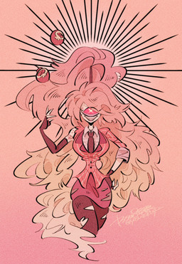 1_eye clothed clothing female gradient_hair hair not_furry small_waist solo yasutak1192 hazbin_hotel hellaverse cherri_bomb_(hazbin_hotel) cyclops demon demon_humanoid humanoid absurd_res hi_res
