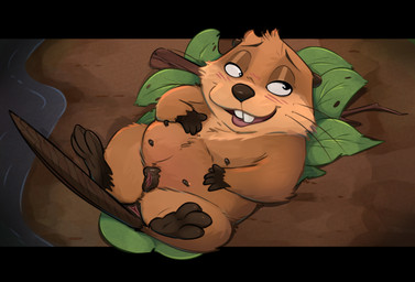 animal_genitalia animal_vulva anus beaver_tail bedroom_eyes black_bars black_eyes black_feet black_hands black_nose brown_body brown_fur buckteeth dirt eyebrows feet female feral fur genitals leaf lying makeshift_bed mud narrowed_eyes nipples on_back paws relaxed_expression relaxing seductive soles solo stick teats teeth toes tongue tongue_out vulva water whiskers white_sclera noodlestoat disney hoppers_(disney) pixar mabel_tanaka beaver mammal rodent 2025 digital_drawing_(artwork) digital_media_(artwork) hi_res widescreen