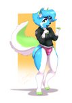 anthro big_butt blue_body blue_fur bubble_butt butt clothing curvy_figure femboy fur green_eyes hoodie jockstrap long_tail male short_stack solo tail thick_thighs topwear underwear wide_hips crazybluedog.exe_(artist) alduin_hearth_(character) canid canine canis domestic_dog husky mammal nordic_sled_dog spitz absurd_res hi_res