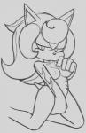 anthro breasts female grey_background nipples simple_background solo jammiez sega sonic_the_hedgehog_(series) shady_the_hedgehog eulipotyphlan hedgehog mammal hi_res monochrome