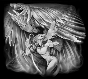 4_toes anisodactyl anthro avian_feet beak claws duo feathered_wings feathers feet feral foot_focus nude open_mouth paws simple_background soles tail talons teeth toe_claws toes wings kredri elden_ring fromsoftware mythology avian bird dragon falcon falconid lizard mythological_creature mythological_scalie reptile scalie hi_res monochrome