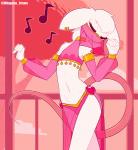 anthro belly_dancer bulge butt clothed clothing crossdressing dancing eyelashes femboy harem_outfit male mask music musical_note musical_symbol solo symbol veil whygena reggie_(whygena) mammal mouse murid murine rodent 2d_animation animated frame_by_frame pink_theme warm_colors