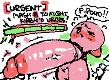ambiguous_gender arousal_meter bald balls big_balls big_penis black_text blush bodily_fluids dialogue duo emanata erection exclamation_point eyebrows eyes_popping_out featureless_feet feet gameplay_mechanics genital_fluids genitals glans glistening glistening_balls glistening_genitalia glistening_glans glistening_penis huge_balls huge_penis humanoid_genitalia humanoid_penis hyper hyper_balls hyper_genitalia hyper_penis looking_at_another male male_focus meter noseless not_furry nude nude_male one_eye_closed one_eye_half-closed penis pink_body pink_penis precum precum_from_penis red_blush red_feet red_glans simple_background simple_eyes small_but_hung solo_focus speech_bubble squigglevision stuttering text vein veiny_penis white_background ligma_(artist) kirby_(series) nintendo kirby waddling_head 2025 animated digital_media_(artwork) english_text flat_colors low_res wigglypaint_(artwork)
