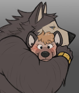 anthro chokehold clock duo ear_piercing female happy headlock male piercing size_difference smile watch wristwatch skippysbonezone skippy_(skippysbonezone) canid canine canis hyena mammal wolf hi_res trans_(lore) trans_woman_(lore)